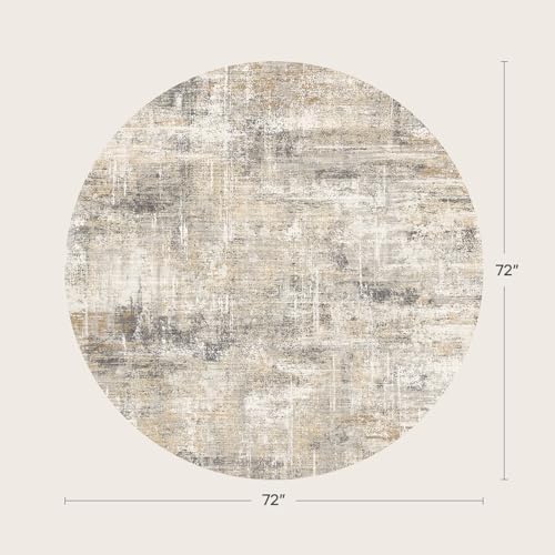 6ft Area Rug for Living Room, Abstract Washable Non-Slip Large Rugs, Gold - Image 2
