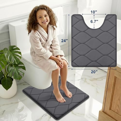 Smiry Memory Foam U-Shaped Toilet Mat 24x20, Soft Absorbent Toilet Rugs - Image 3