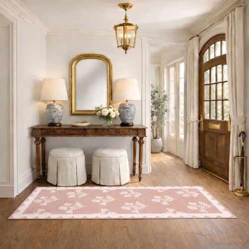 Non Slip Kitchen Runner Rug, 2x6 Pink Floral Hallway Runner Rugs - Image 5