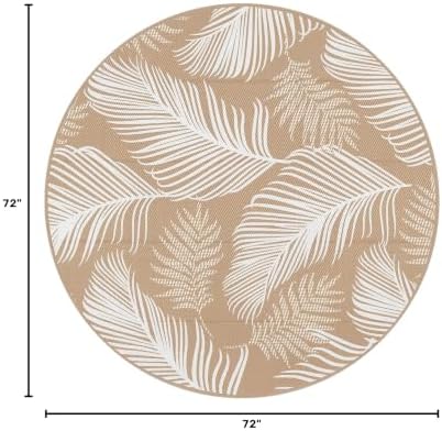 Pauwer Waterproof Outdoor Rug 6ft, Plastic Straw Patio Rug, Leaf Brown - Image 2