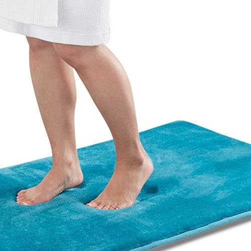 Memory Foam Bath Mat Non Slip Absorbent Super Cozy Velvet Bathroom Rug Carpet (60 inches X 24 inches, Caribbean Sea) by Genteele