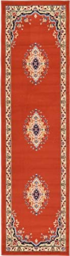Unique Loom Reza Collection Traditional Persian Style Area Rug, 2 ft 2 in x 8 ft 2 in, Terracotta/Ivory - Image 3