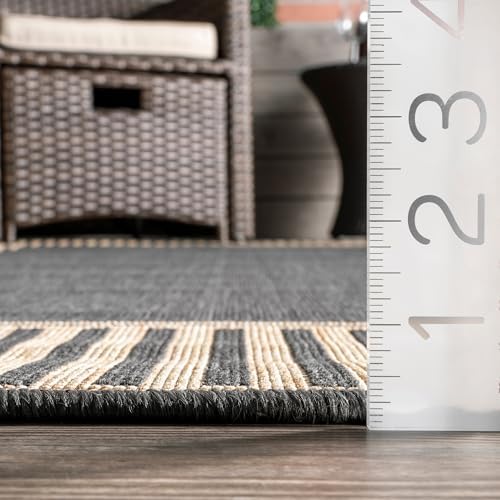 nuLOOM Asha Dark Grey Bordered Indoor/Outdoor Runner Rug, 2' x 10' - Image 2