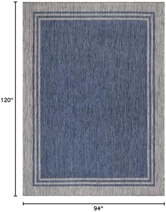 Luul Home Bordered Outdoor Rug 8x10 Washable Outside Carpet for Indoor Patio Porch Waterproof Easy Cleaning Non Shedding Area Rugs Navy 8 x 10 - Image 2