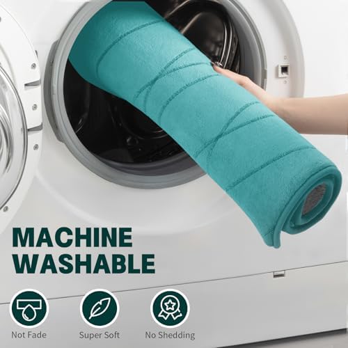 YIHOUSE Bathroom Rugs Set 2 Piece, Memory Foam Bath Mat Teal - Image 4
