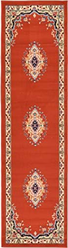 Unique Loom Reza Collection Traditional Persian Style Area Rug, 2 ft 2 in x 8 ft 2 in, Terracotta/Ivory by UniqueLoom