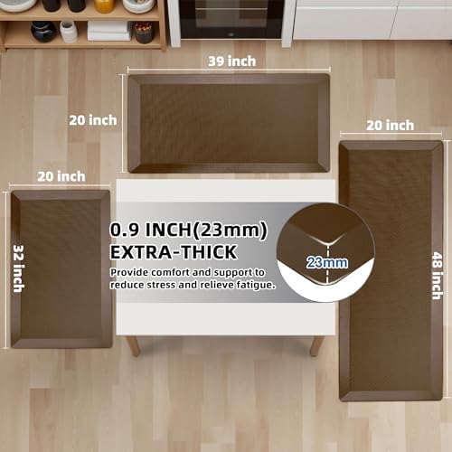 Tyrot Extra Thick Anti Fatigue Mat for Kitchen Floor, 20x39, Brown - Image 2