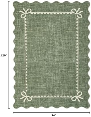 GarveeHome Scalloped Bow Rug 8x10 Washable Green Rug for Living Room - Image 2