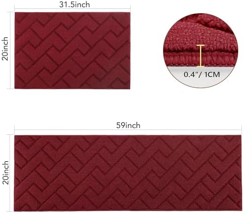 hicorfe Kitchen Runner Rug,20"x59"+20"x32" Kitchen Set,Non-Slip Kitchen Mat - Image 2