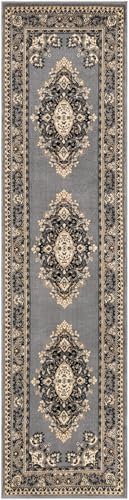 Unique Loom Reza Collection Traditional Persian Style Area Rug, 2 ft 7 in x 10 ft, Gray/Ivory - Image 2