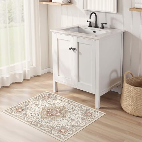 cotiled 2x3 Area Rug for Living Room, Washable, Traditional, Golden Taupe - Image 3