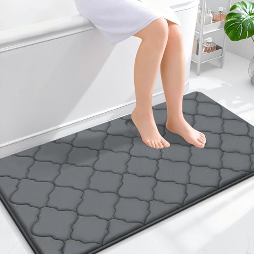 OLANLY Memory Foam Bath Mat Rug 44x24, Ultra Soft Bathroom Rugs, Dark Grey by OLANLY