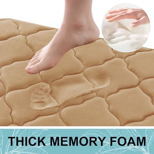OLANLY Memory Foam Bath Mat Rug 47x17, Ultra Soft Bathroom Rugs, Dark Beige - Image 3