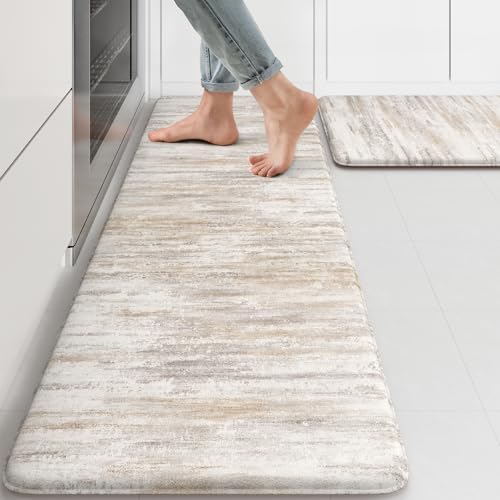 KIMODE Anti Fatigue Kitchen Mats for Floor 2 Piece, Abstract Kitchen Rugs by StayinComfortCookwithJoy