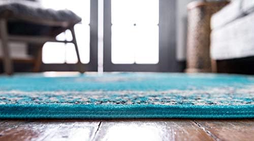 Unique Loom Reza Collection Traditional Persian Style Area Rug, 2 ft 2 in x 3 ft, Turquoise/Ivory - Image 4