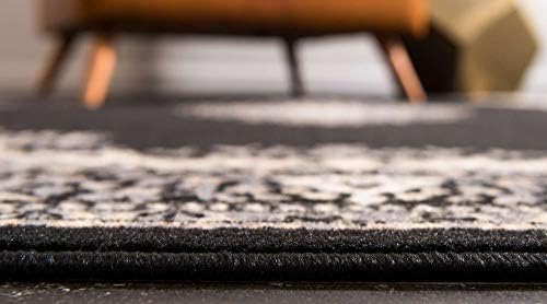 Unique Loom Reza Collection Traditional Persian Style Area Rug, Rectangular 5' 0" x 8' 0", Black/Beige - Image 4