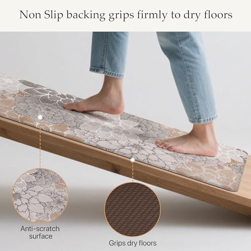 GENIMO Anti Fatigue Kitchen Mats for Floor 2PCS, Standing Rugs, Taupe Grey - Image 3