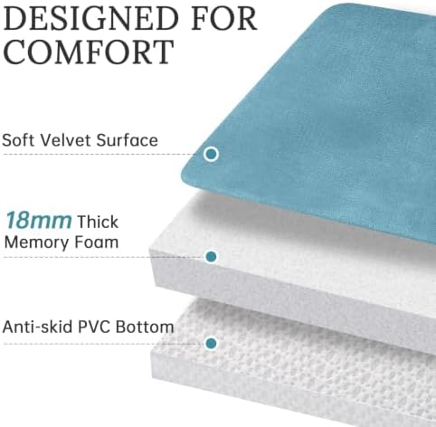 HUXMEYSON 3-Piece Memory Foam Bathroom Rug Set, Lake Blue - Image 4