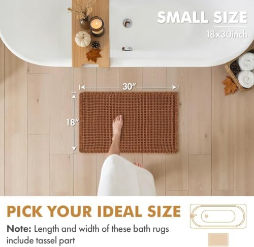 MIULEE Fall Terracotta Set of 2 Waffle Bathroom Rugs Bath Mat 18x30 Inch - Image 2