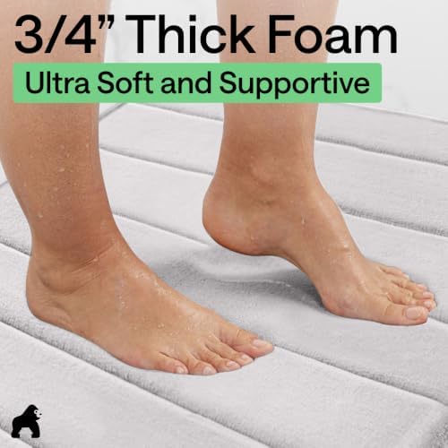 GORILLA GRIP Absorbent Memory Foam Bath and Shower Mat, 42x24 Light Gray - Image 4