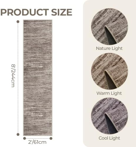 2x8 Runner Rug Non Slip,Washable Hallway Runner Rug,Brown - Image 2