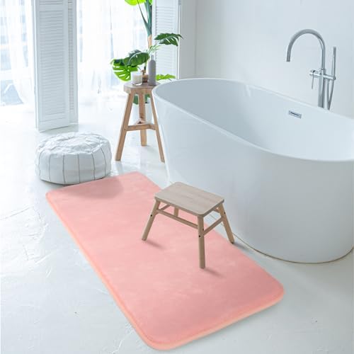 Light Pink Bathroom Runner Rugs Long Narrow Bath Mat Skinny Thin Bathmat - Image 2