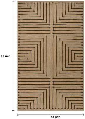 Lahome Geometric 2x8 Runner Rug, Neutral Non Slip Kitchen Entryway Runner - Image 2