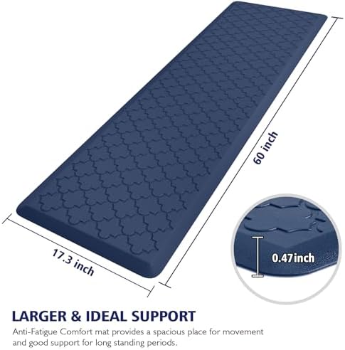 WISELIFE Kitchen Mat Cushioned Anti Fatigue Runner Rug, 17.3"x60", Blue - Image 2