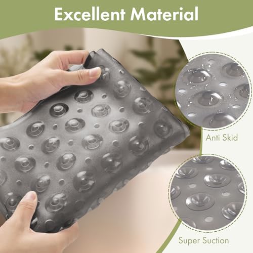AmazerBath Shower Mat Non Slip 40 x 16 Inches, Shower Stall Mats with Suction Cups and Drain Holes, Non Slip Bath Mat for Tub for Elderly & Kids, Clear Gray - Image 6