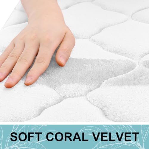OLANLY Memory Foam Bath Mat Rug 47x20, Ultra Soft Bathroom Rugs, White - Image 2