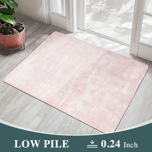 8x10 Washable Area Rug, Pink Solid Area Rugs for Living Room & Bedroom - Image 4