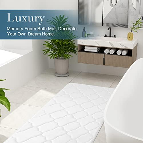OLANLY Memory Foam Bath Mat Rug 47x20, Ultra Soft Bathroom Rugs, White - Image 6