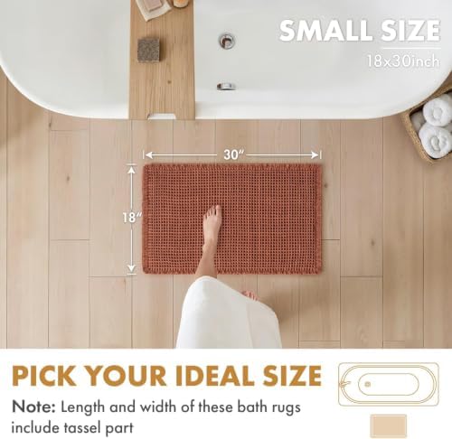 MIULEE Fall Rust Set of 2 Waffle Bathroom Rugs Boho Bath Mat 18x30 Inch - Image 2