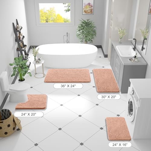 OLANLY Bathroom Runner Rugs 47x17, Extra Soft Absorbent Chenille Bath Rugs - Image 2