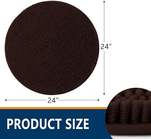 Smiry Round Bathroom Rugs 24X24, Chenille Extra Soft Absorbent Bath Mat - Image 2