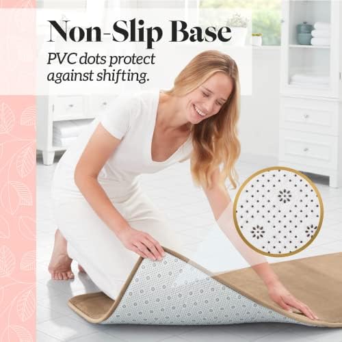 Memory Foam Bath Mat Non Slip Absorbent Super Cozy Velvet Bathroom Rug Carpet (22 inches X 42 inches, Beige) - Image 6
