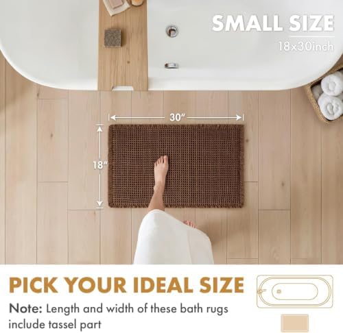 MIULEE Set of 2 Waffle Bathroom Rugs Boho Bath Mat Mocha 18x30 Inch - Image 2