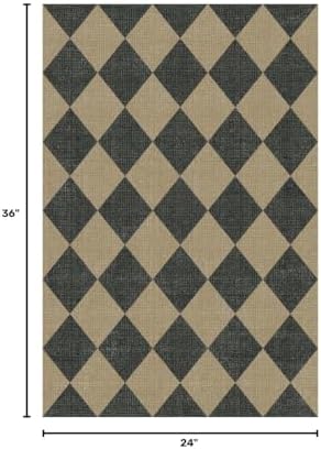 Lessymo Checkered Easy Jute Entryway Rug, 2x3 Washable Non Slip Door Mat - Image 2