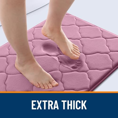 OLANLY Memory Foam Bath Mat Rug 44x24, Ultra Soft Bathroom Rugs, Mauve - Image 3