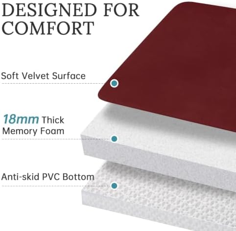 HUXMEYSON 3-Piece Memory Foam Bathroom Rug Set, Red - Image 4