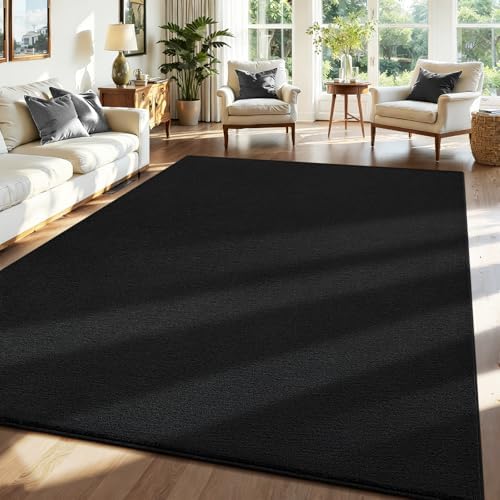 ISEAU 4x6 Soft Area Rug for Bedroom, Washable and Non-Slip, Black - Image 4