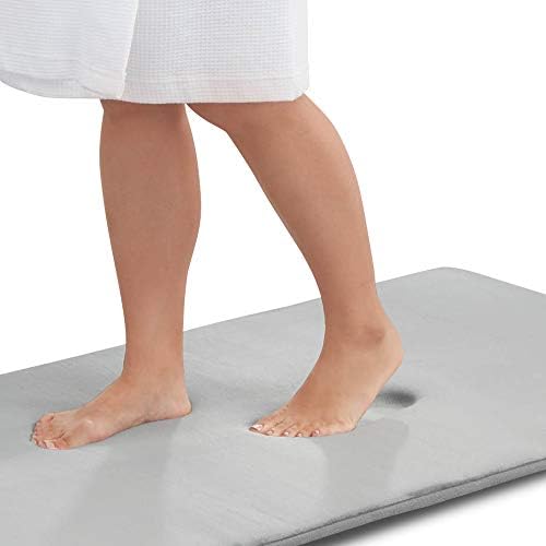 Memory Foam Bath Mat Non Slip Absorbent Super Cozy Velvet Bathroom Rug Carpet (20 inches X 32 inches, Silver) by Genteele