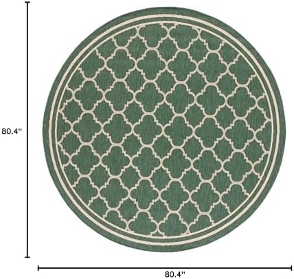 SAFAVIEH Courtyard Outdoor Round Rug 6'7", Dark Green & Beige CY6918-322 - Image 4