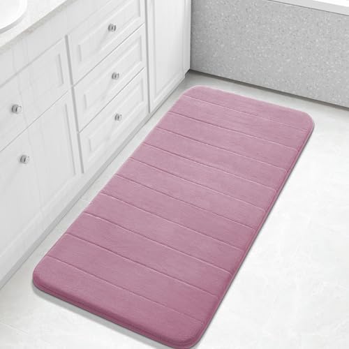 Yimobra Long Bath Mat 44"x24", Super Soft Quick Dry Memory Foam Bathroom Rug, Water Absorbent, Non Slip Backing Machine Washable for Tub Shower, Thick Comfort Support, Mauve by Yimobra