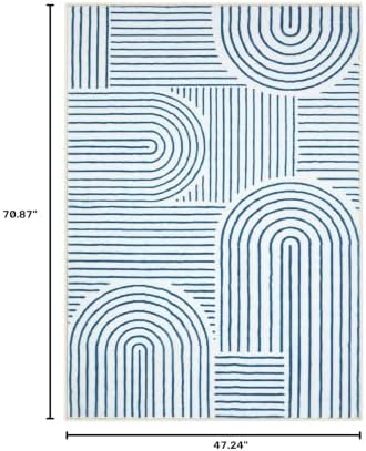Lahome Abstract Washable Rugs, 4x6 Blue Rug for Bedroom Nursery Living Room - Image 2