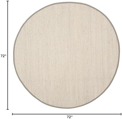 SAFAVIEH Natural Fiber Round Rug 6' Textured, Marble & Khaki NF143E - Image 2