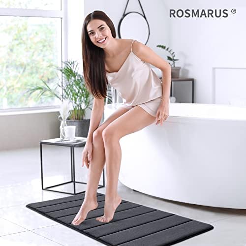 ROSMARUS Memory Foam Bath Mat, 20''x32'', Charcoal Gray - Image 2