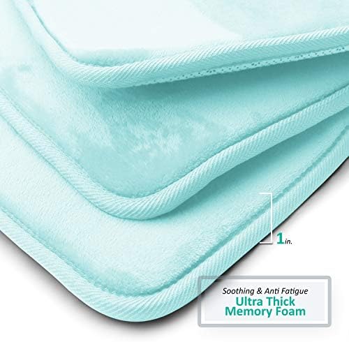 Clara Clark 2 Piece Bathroom Rugs Bath Mat Set, Velvet Memory Foam Bath Mats for Bathroom - Non-Slip, PVC Backing Bath Rugs, Washable - Dries Quickly, Aqua - Image 6