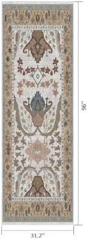 Runner Rug for Entryway 2.6 x 8 Washable Floral Rug - Image 2