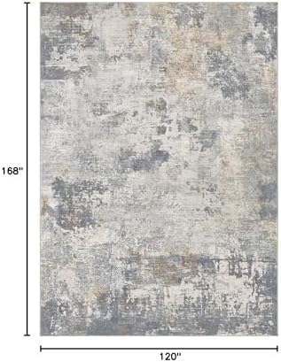 UERMEI 10x14 Area Rug Living Room Rugs - Washable Neutral Modern Abstract Soft Thin Large Rug Indoor Floor No Slip Rug Carpet for Bedroom Under Dining Table Home Office Decor - Blue Grey - Image 2